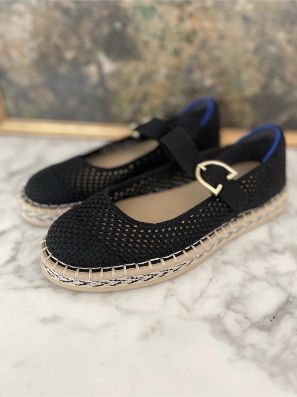 Rothy’s Espadrille Mary Jane Flats Ballet Size 6 Hemp Black - Picture 4 of 8